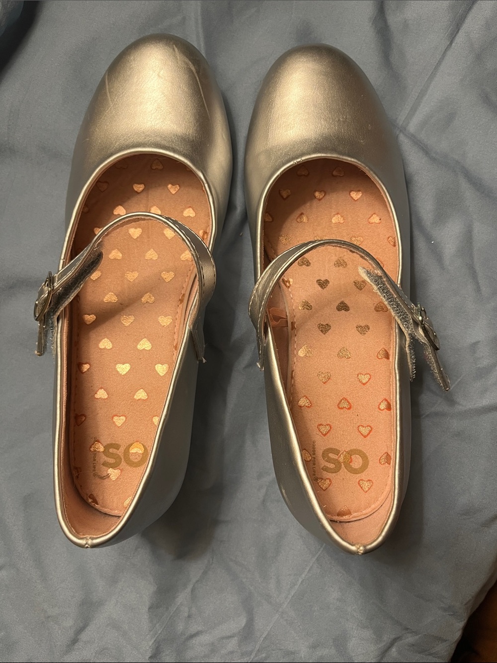 SO Girls' Shimmery Gold Mary Jane Dress Flats